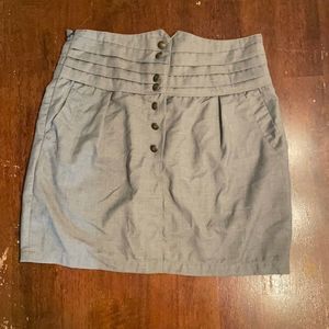 Gray Button High Waisted Mini Skirt with Pockets